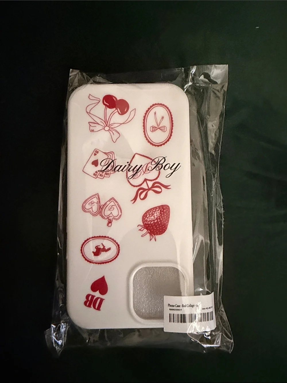 DairyBoy White Phone Case with Red Graphic Accents